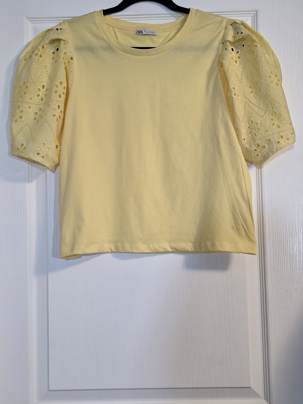 NWOT Zara Contrast Top T-Shirt Light - Yellow Size L - Picture 4 of 8